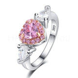 1ct Heart Cut Simulated Pink Sapphire Halo Engagement Ring 14k White Gold Plated