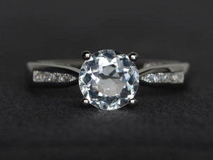 1.3ct Engagement Ring Round Cut Diamond Solitaire with Accent 14k WhiteGold Over