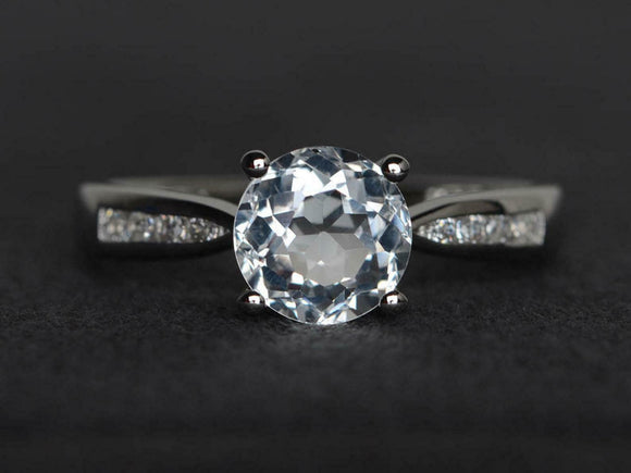 1.3ct Engagement Ring Round Cut Diamond Solitaire with Accent 14k WhiteGold Over