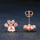 2ct Heart Cut Peach Morganite Dog Pet Bear Paw Stud Earrings 14k RoseGold Finish