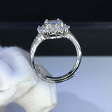 2ct Round Cut Diamond Accent Cluster Halo Engagement Ring 14k White Gold Finish