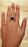 2ct Round Cut Blue Sapphire Diamond Accent Solitaire Ring 14k White Gold Finish