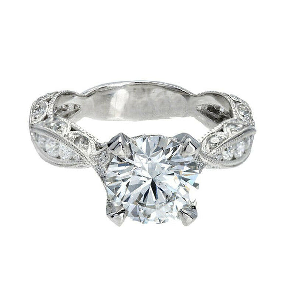 2.04ct Round Cut Diamond Engagement Ring Infinity Design 14k White Gold Finish