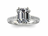 2.3ct Emerald Diamond Solitaire with Accent Bridal Set Ring 14k WhiteGold Finish