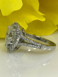 1.6ct Pear Cut Diamond Halo Split Shank Engagement Ring 14k White Gold Finish