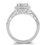 1.7ct Cushion Diamond Engagement Ring Halo Accents Solitaire 14k White Gold Over