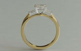 2ct Princess Diamond Engagement Ring Trilogy Baguette Accent 14k YellowGold Over