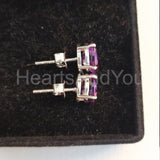 2ct Oval Simulated Amethyst Solitaire Stud Earrings 14k White Gold Plated