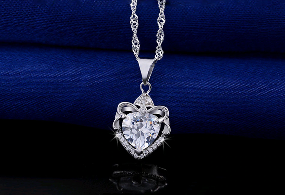 1.2ct Heart Cut VVS1D Diamond Pendant Heart Shape 14k White Gold Finish NO CHAIN