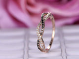 1ct Round Cut White Black Diamond Wedding Band Infinity 14k Rose Gold Finish