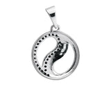 1.2ct Round Cut Black & White Diamond Pendant Yin Yang 14k White Gold Finish