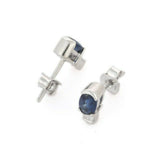 2ct Stud Earrings Oval Cut Blue Sapphire Diamond Petite 14k White Gold Finish