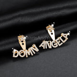 1.5ct Round Cut Moissanite Custom Name Drop Earrings 14k Yellow Gold Plated