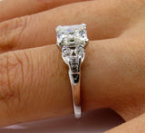 2Ct Asscher Cut VVS1/D Diamond Vintage Engagement Ring 14K White Gold Finish