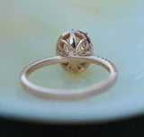 2.4ct Engagement Ring Oval Cut Peach Morganite Diamond Halo 14k Rose Gold Finish