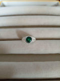 1ct Engagement Ring Round Cut Green Emerald Filigree 14k White Gold Finish