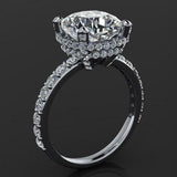 Hidden Double Halo Engagement Ring 3ct Cushion Cut Diamond 14k White Gold Finish