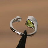 1ct Engagement Ring Heart Cut Peridot Open Cuff Stackable 14k White Gold Finish