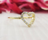 0.5ct Round Cut Moissanite Open Heart Love Engagement Ring 14k YellowGold Plated