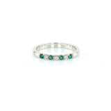 1ct Round Cut Alternate Green Emerald Diamond Wedding Band 14ct WhiteGold Finish