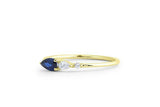 0.5ct Pear Blue Sapphire Teardrop Minimalist Engagement Ring 14k YellowGold Over