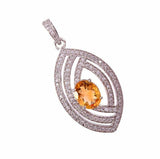 2.6ct Yellow Citrine Pendant Oval Cut Cocktail 14k White Gold Finish NO CHAIN