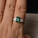 2ct Emerald Cut Green Emerald Promise Wedding Engagement Ring 14k WhiteGold Over