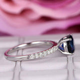 2ct Round Blue Sapphire Engagement Ring Diamond Round Accent 14k White Gold Over