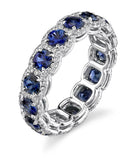 5ct Round Cut Blue Sapphire Cocktail Halo Full Eternity Band 18k White Gold Over