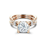 2.5Ct Cushion Cut Diamond Split Shank Unique Solitaire Ring 14K Rose Gold Finish