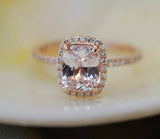 2ct Radiant Peach Morganite Diamond Accent Engagement Ring 18k Rose Gold Finish