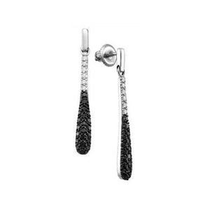 3.5ct Round Cut Black Diamond Vertical Water Drop Earrings 14k White Gold Finish