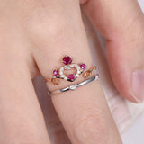 1.5ct Round Cut Pink Ruby Crown Bridal Set Engagement Ring 14k Dual Tone Finish