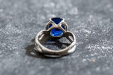 1.2ct Engagement Ring Round Cut Blue Sapphire Infinity 14k White Gold Finish