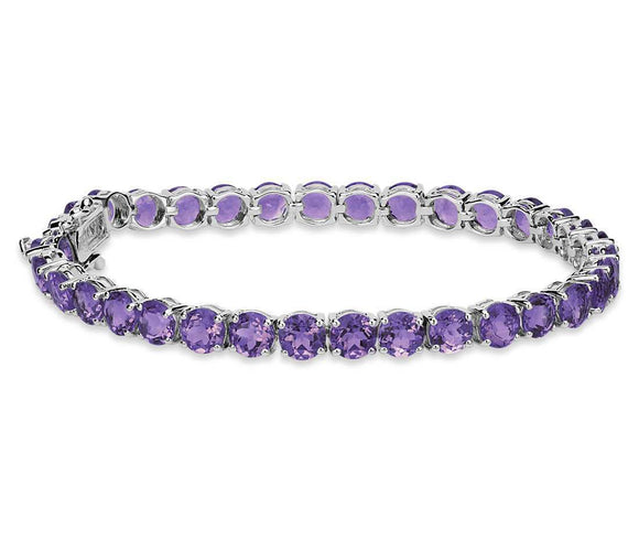 10ct Round Cut Purple Amethyst Elegant Tennis Bracelet 14k White Gold Finish