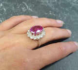 2.55ct Engagement Ring Oval Cut Pink Ruby Cocktail 14k White Gold Finish