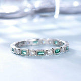 1ct Baguette Cut Green Emerald Stackable Eternity Women Band 14k White Gold Over