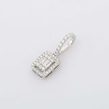 2.1ct Diamond Pendant Baguette Cut Brilliant Halo 14k White Gold Finish NO CHAIN