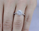 1.4ct Round Cut VVS1D Diamond Engagement Ring Halo Solitaire 14k White Gold Over