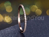 0.3ct Round Cut Moissanite Thin Full Eternity Wedding Band 14k Rose Gold Plated