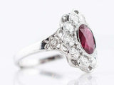 2ct Oval Cut Pink Ruby Engagement Ring Milgrain Art Deco 14k White Gold Finish