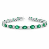 20Ct Oval Cut Green Emerald Diamond Gatsby Tennis Bracelet 14K White Gold Finish