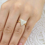 1.6ct Round Cut Diamond Engagement Ring Triangle Cluster 14k Yellow Gold Finish