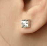 1ct Cushion Cut Simulated Diamond Solitaire Stud Earrings 14k White Gold Plated