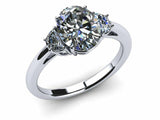 1.6ct Oval Cut VVS1D Diamond Three Stone Engagement Ring 14k White Gold Finish