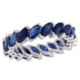 4Ct Marquise Cut Blue Sapphire Full Eternity Wedding Band 14K White Gold Finish