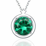 2ct Green Emerald Pendant Chain Round Cut Solitaire Stylish 14k White Gold Over