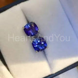 0.7ct Round Simulated Tanzanite Solitaire Stud Earrings 14k White Gold Plated