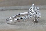 2.5ct Oval Cut Diamond Engagement Ring 14k White Gold Finish Dual Halo Solitaire