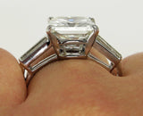 5Ct Radiant Diamond Trilogy Solitaire Ring 18K White Gold Over Baguette Accents